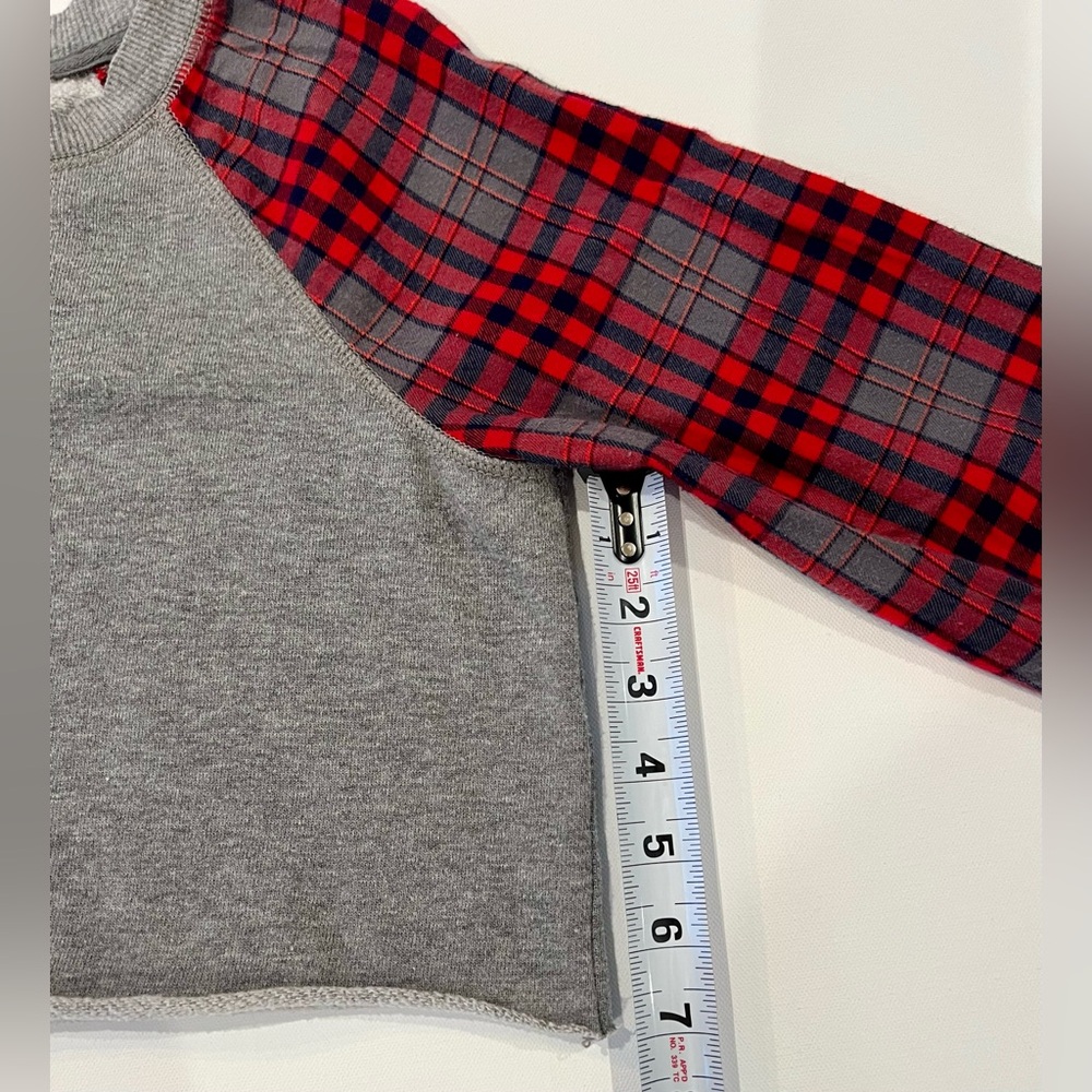 Aerie Flannel Crop Top Sweater Grey Red Plaid Size Small - Picture 6 of 8